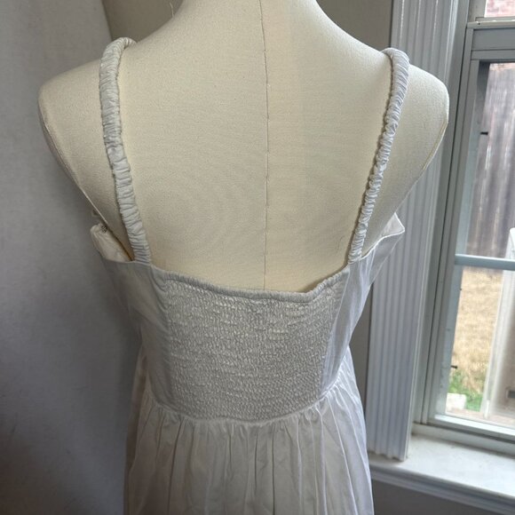 J.Crew Factory dress sz 10 Midi Square Neck Smocked Cotton White nautical yacht - Picture 5 of 8